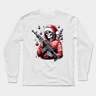 Christmas skull  Funny Skeleton Santa Long Sleeve T-Shirt